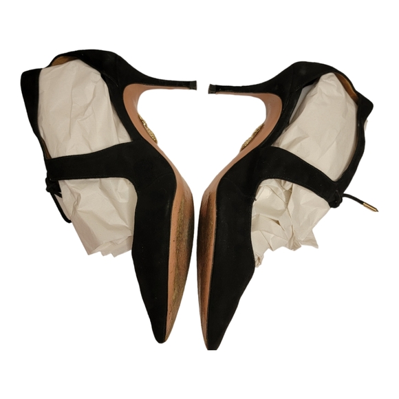 AQUAZZURA Kimi Pump 75 Black Suede Heel 3" Heel - Picture 6 of 15